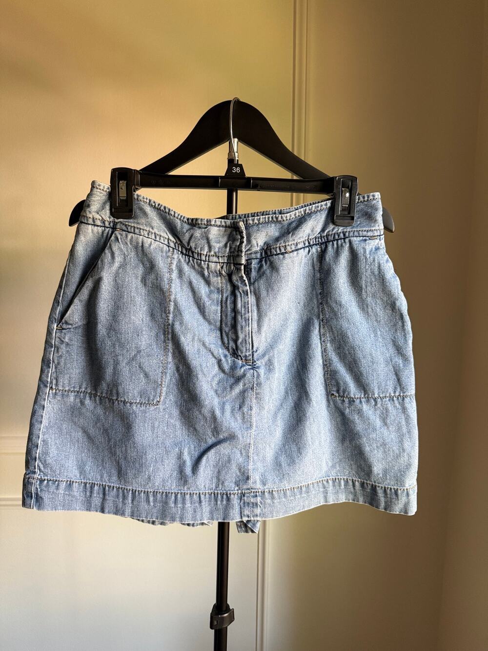 Vintage Denim Skort Light Wash Y2K 90s A-Line Jean Mini Skirt Shorts Sz 10